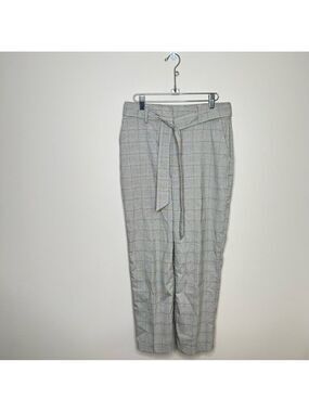 Joie Plaid Trousers with Tie Front Grey Beige Size 4